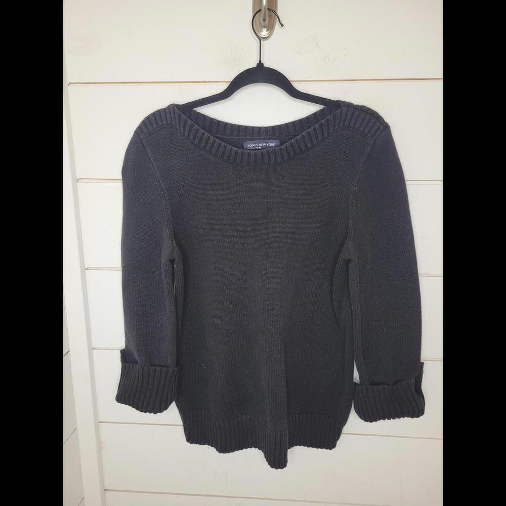 Jones New York XL black rolled sleeve sweater. Boat neck